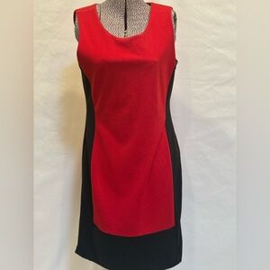 Calvin Klein Red & Black Colorblock Sheath Dress